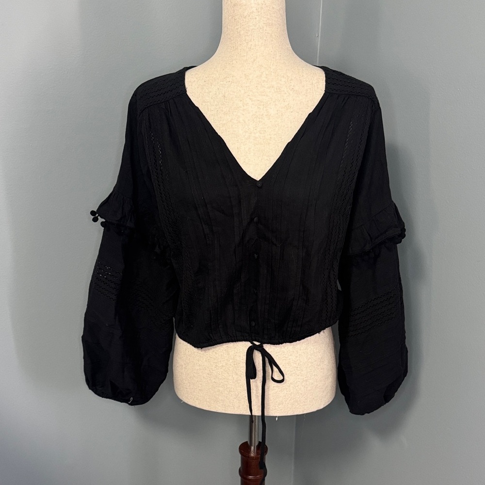 House of Harlow Women’s Black Boho Crop Top Sz L